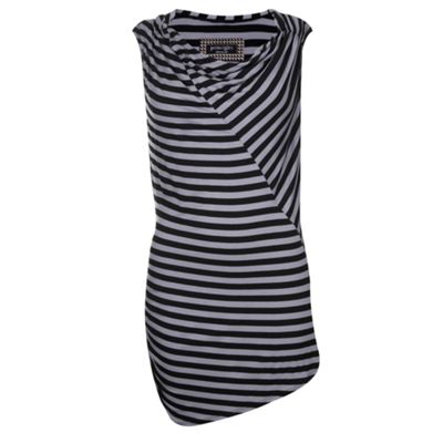 Grey stripe twist shoulder top