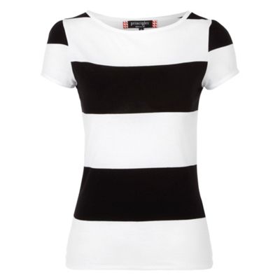 Black and white block stripe t-shirt