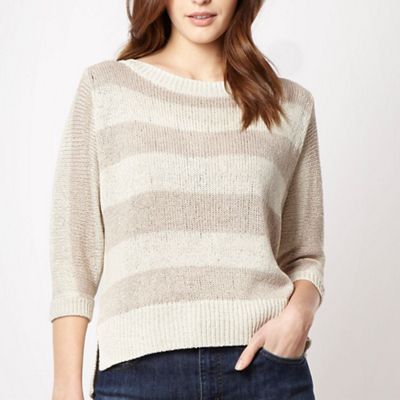 Designer natural wide striped jumper                                                                                            