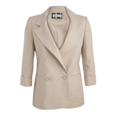 Principles Petite by Ben de Lisi Stone boyfriend linen blazer