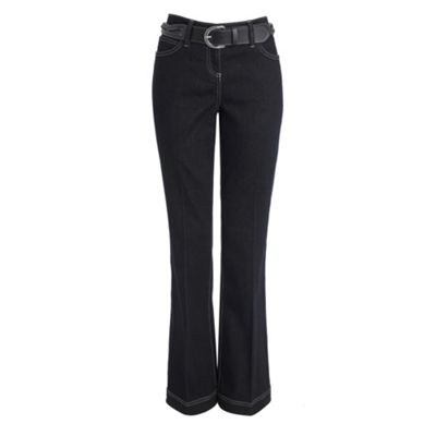 Petite indigo belted jeans