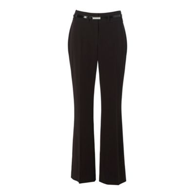 Petite black belted suit trousers