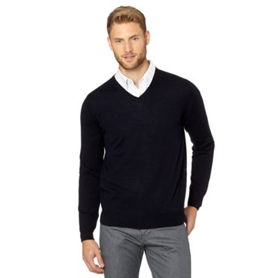 ... Conran Designer navy V neck merino wool jumper- at Debenhams