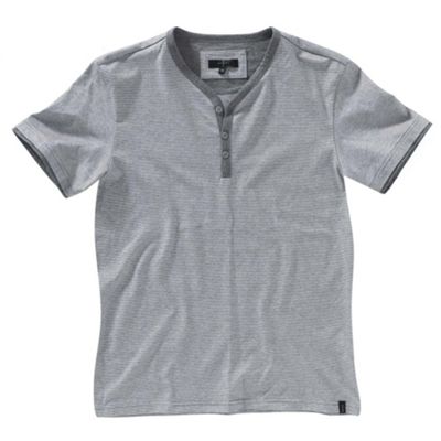 Grey micro stripe y-neck t-shirt