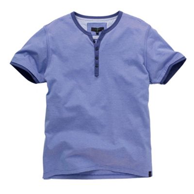 Mid blue micro stripe granddad t-shirt