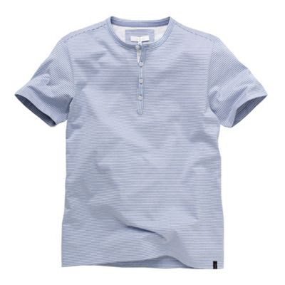 Blue fine stripe granddad t-shirt