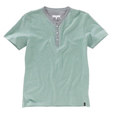 Lime fine stripe y-neck mens t-shirt