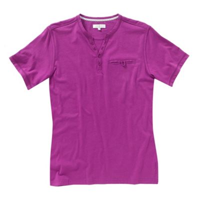 J by Jasper Conran Dark pink y-neck mens t-shirt