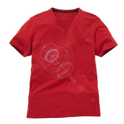 Red spirals print y-neck t-shirt