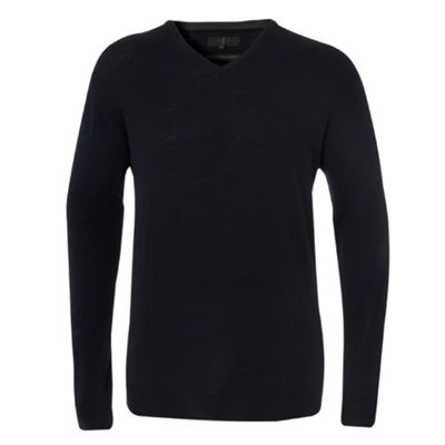 Navy V-neck Merino Wool Jumper