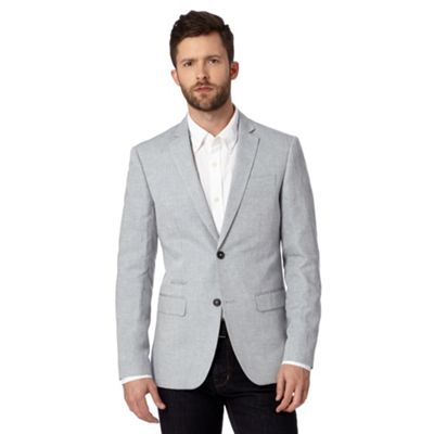 J by Jasper Conran - Designer mid blue cotton linen blend blazer