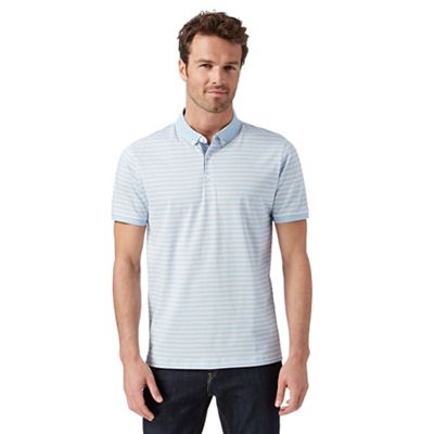 J by Jasper Conran - Designer light blue striped mercerised polo shirt