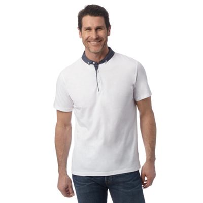 J by Jasper Conran - Designer white chambray collar polo shirt