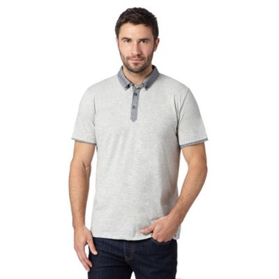 J by Jasper Conran - Designer grey jacquard contrast polo shirt