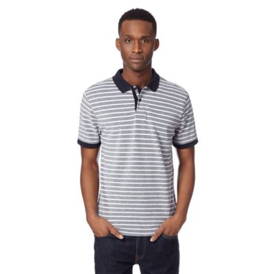 J by Jasper Conran - Designer navy striped textured polo shirt
