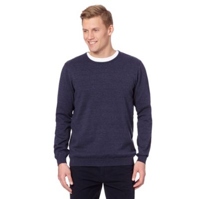 J by Jasper Conran - Big and tall designer dark blue crew neck jumper