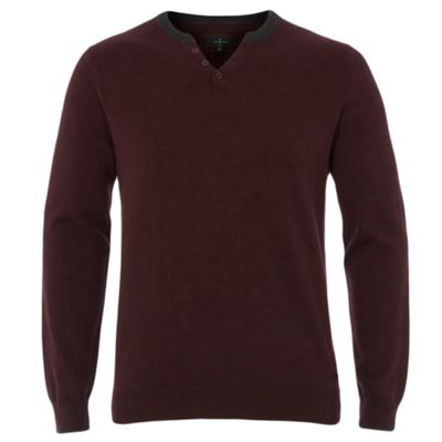Wine Notch Neck Knitted Jumper