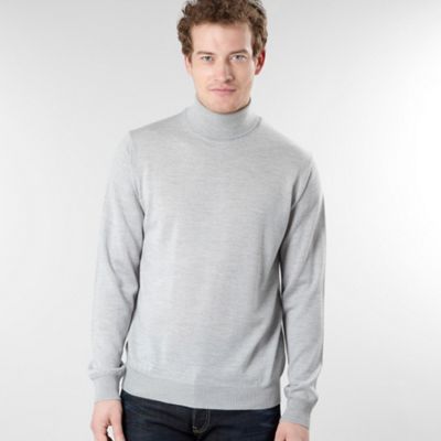 Light grey merino wool roll neck jumper