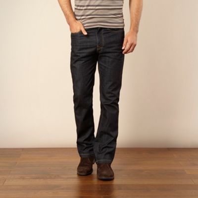 Designer dark blue straight leg jeans