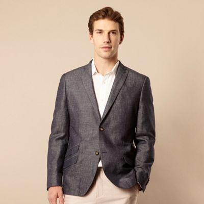 Designer blue linen rich blazer                                                                                                 