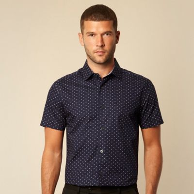 Designer navy diamond patterned shirt                                                                                           