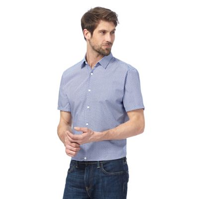 Big and tall designer blue woven diamond shirt                                                                                  