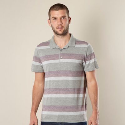 Big and tall designer maroon block striped polo shirt                                                                           