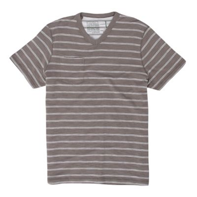 Grey fine striped v-neck t-shirt