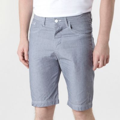 Blue fine stripe chambray shorts