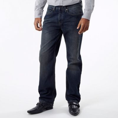Dark blue tinted straight leg jeans