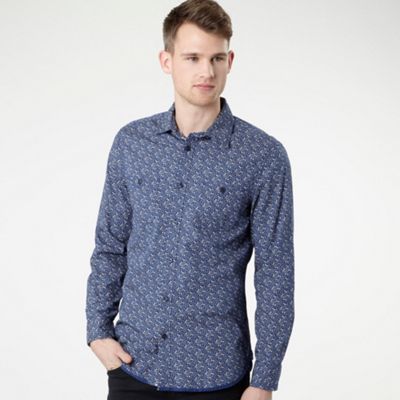 Blue floral printed shirt