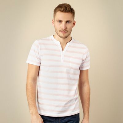 White striped notch neck t-shirt