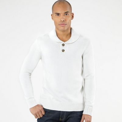 Off white shawl neck jumper