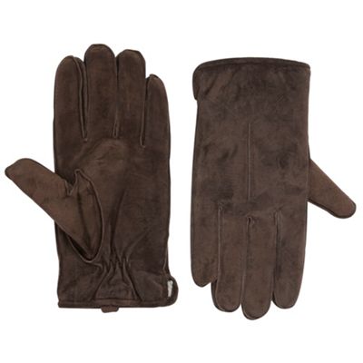 Totes Brown faux fur lined suede gloves