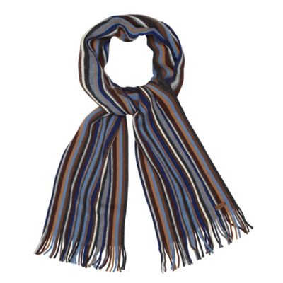 Blue brushed stripe scarf