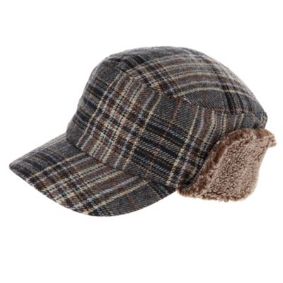 Brown brushed check cap