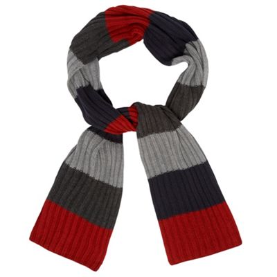 maine new england Red block stripe scarf
