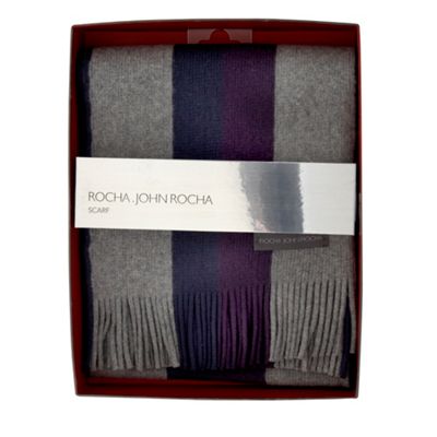 Light grey bold striped scarf