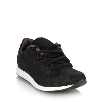 Black lace covered trainers                                                                                                     