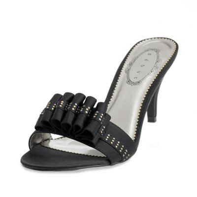 Black diamante ruffle sandals