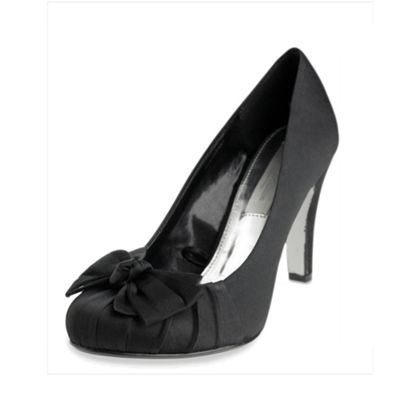 Black ruched bow court shoes