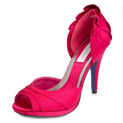 Pink pleat back peep toe shoes