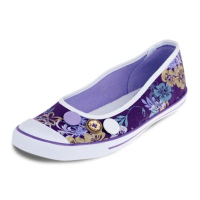 Purple Printed Pump With Button