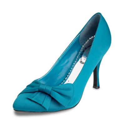 Debut Teal almond toe court shoes