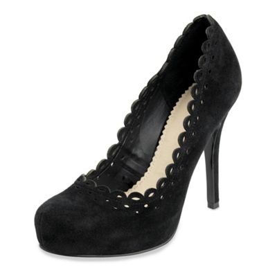 Black Sloane laser cut suede court shoes