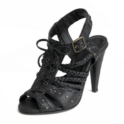 Black multi strap and stud sandals