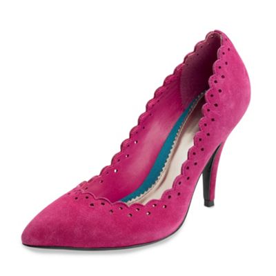 Pink laser-cut mid height court shoes
