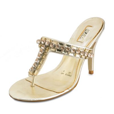 Star by Julien Macdonald Gold diamante toe post sandals