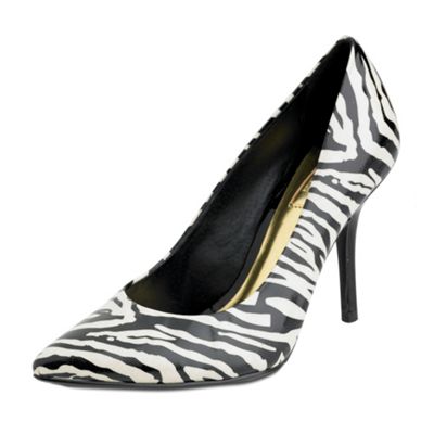 Black and white zebra print pointed court shoes