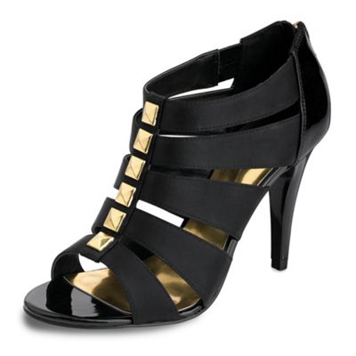 Star by Julien Macdonald Black satin and patent studded high heel